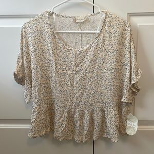 Altar’d State Floral Print Shirt Sleeve Top, NWT
